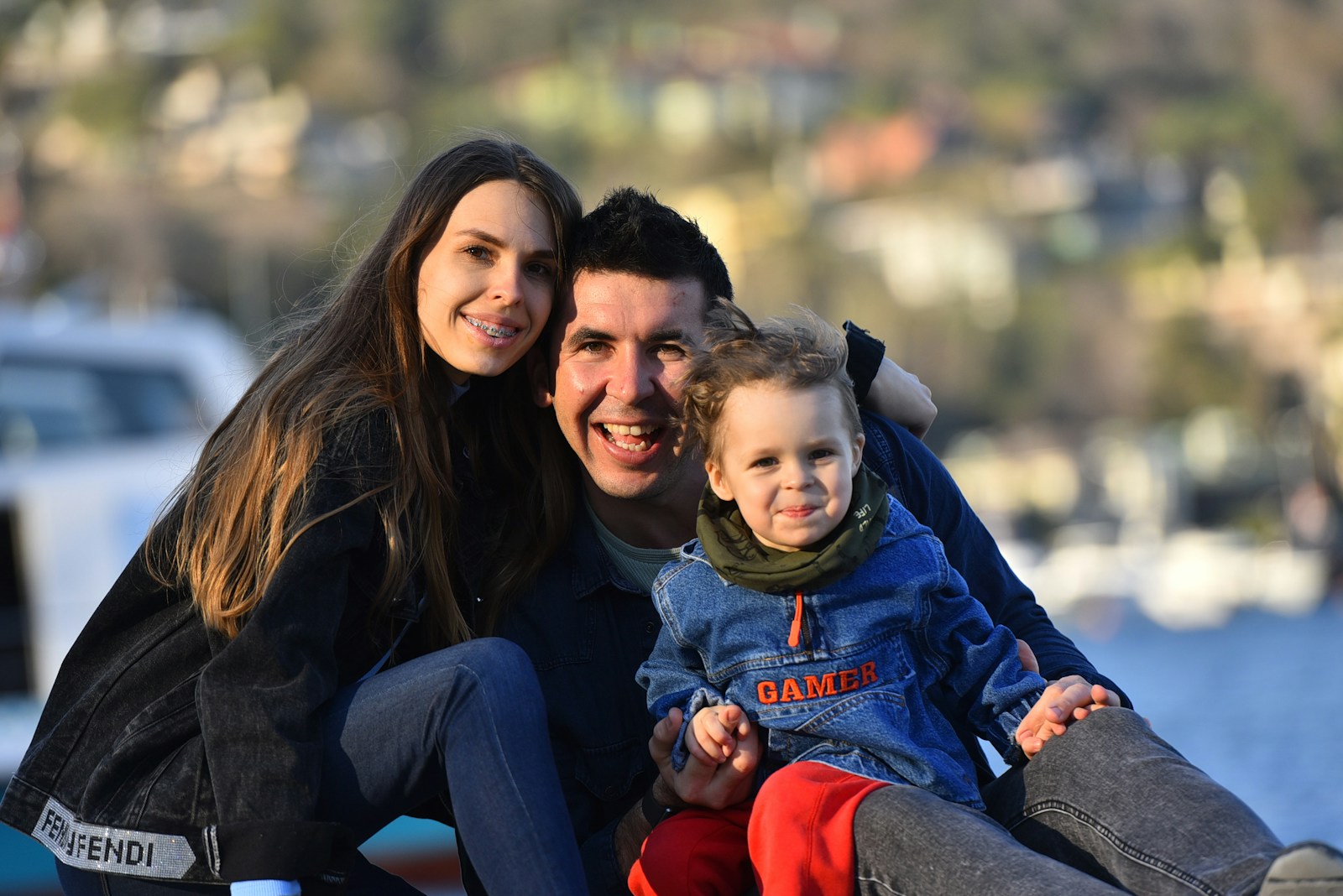 Family enjoying a quiet moment together outdoors